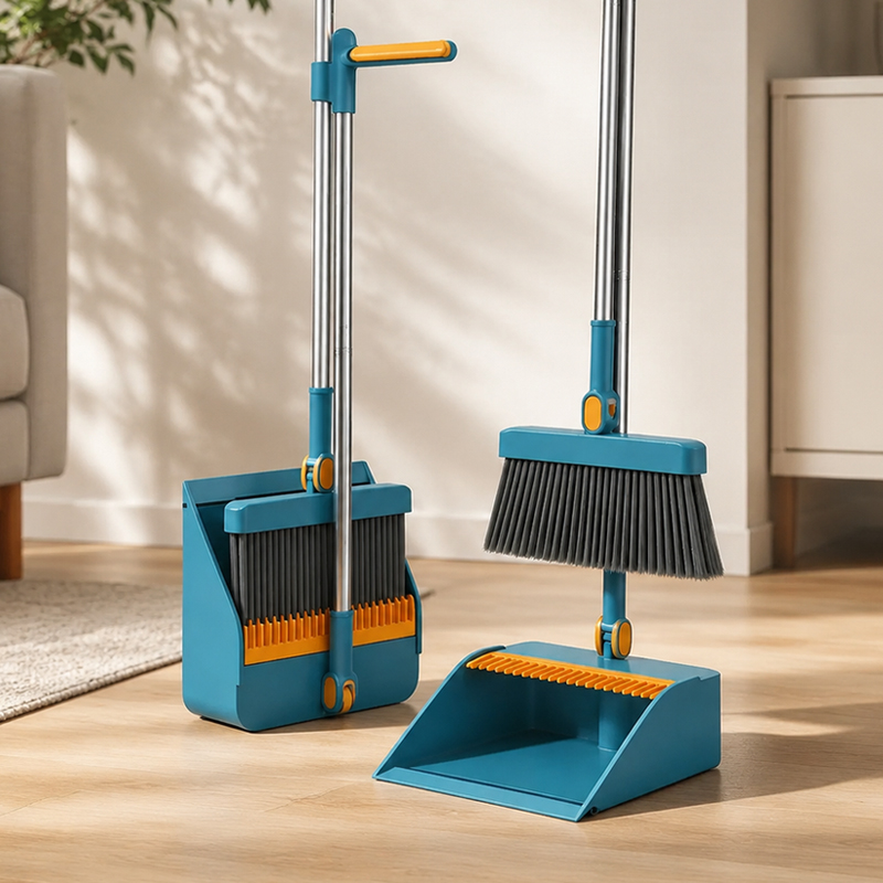 Kids Outdoor Broom - Long Handle Broom & Dustpan Set