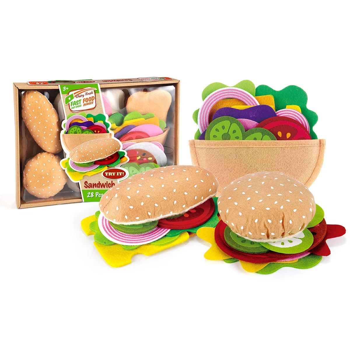 Felt Food Burger Sandwich Set  - Kids Outdoor Kitchen Accessories review and price